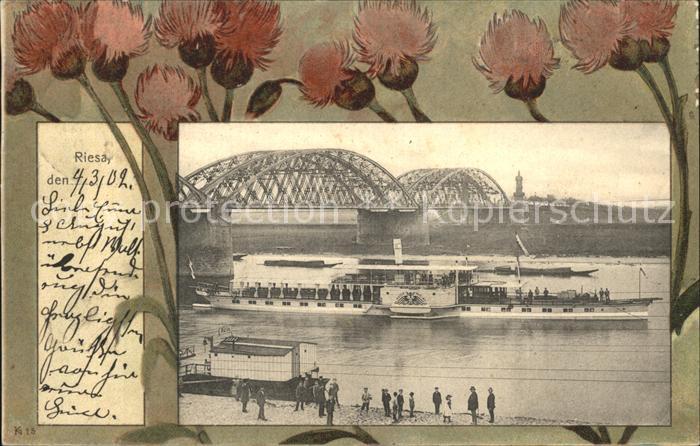 Riesa Sachsen Elbbruecke Dampfer