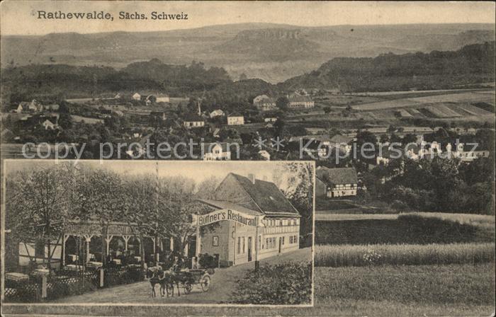 Rathewalde Panorama Buettners Restaurant Pferdekutsche