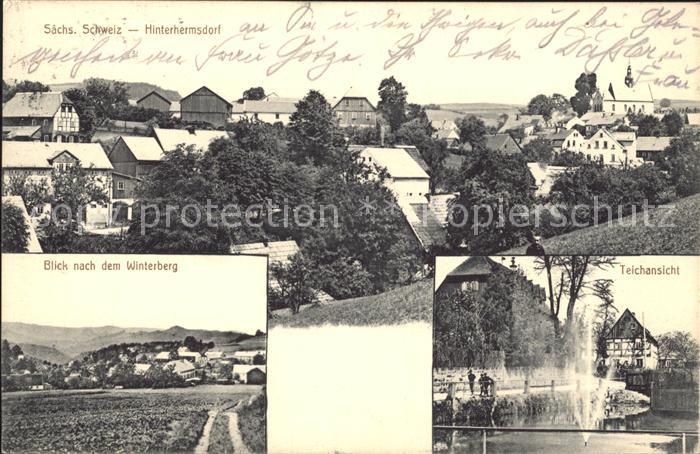 Hinterhermsdorf Teilansicht Winterberg Teich Fontaene