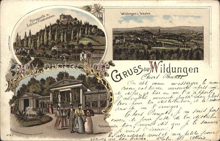 Bad Wildungen Koenigsquelle Schloss Friedrichstein Teilansicht Helenenquelle