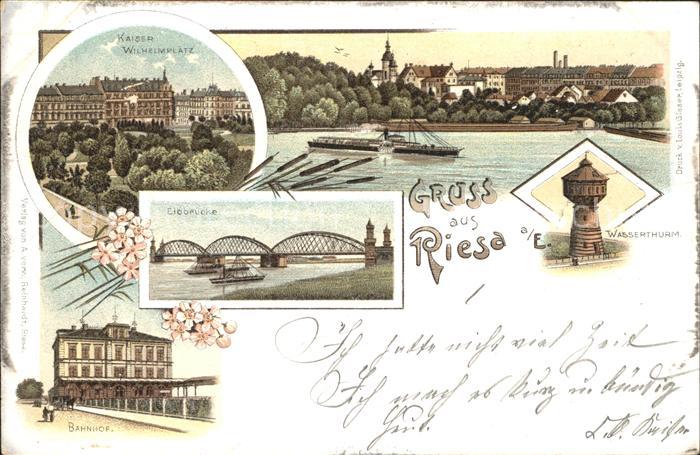Riesa Sachsen Kaiser Wilhelm Platz Elbbruecke Bahnhof Wasserthurm