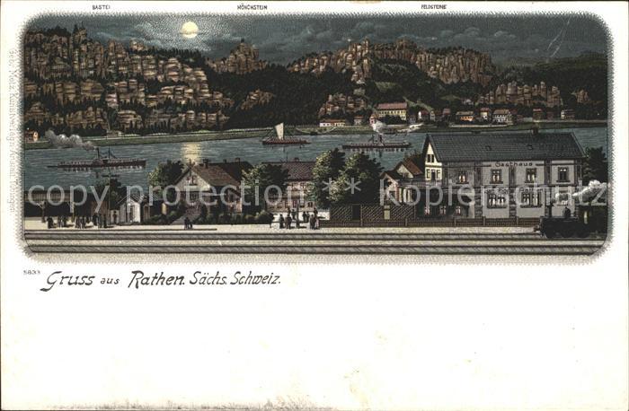 Rathen Saechsische Schweiz Bastei Moenchstein Feldsteine Elbepartie Bahnhof Gast