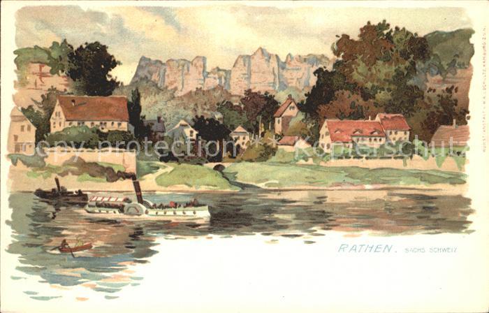 Rathen Saechsische Schweiz Elbepartie Bastei Kuenstlerkarte