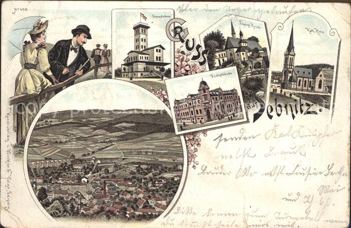 Sebnitz Total Ev und kath Kirche Rathaus Postgebaeude Grenadierburg