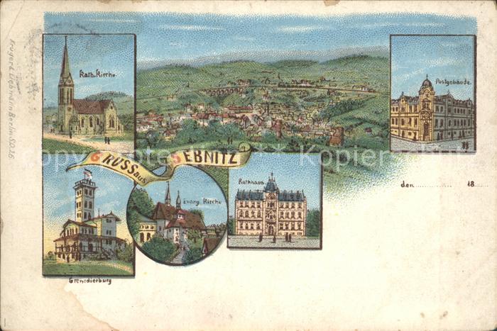 Sebnitz Kath Kirche Panorama Postgebaeude Grenadierburg Ev Kirche Rathaus