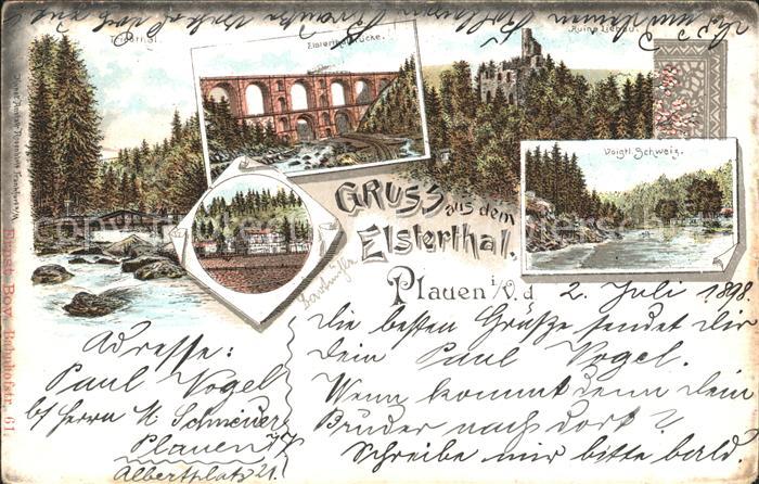 Vogtlaendische Schweiz Triebthal Panorama Elsterthalbruecke Ruine Liebau