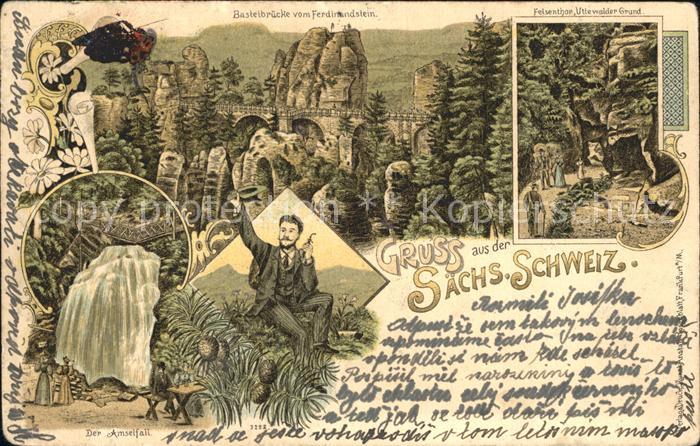 Saechsische Schweiz Basteibruecke Ferdinandstein Felsenthor Uttewalder Grund Ams