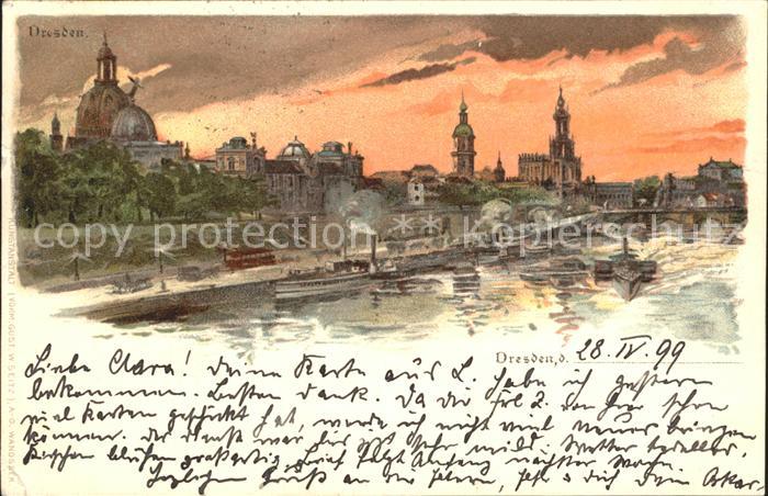 DRESDEN Elbe Elbebruecke Altstadt Reichspost Kuenstlerkarte