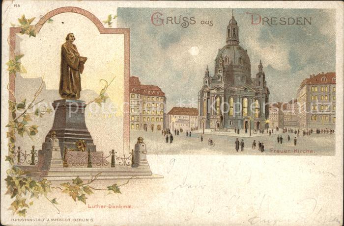DRESDEN Elbe Lutherdenkmal Frauenkirche Reichspost