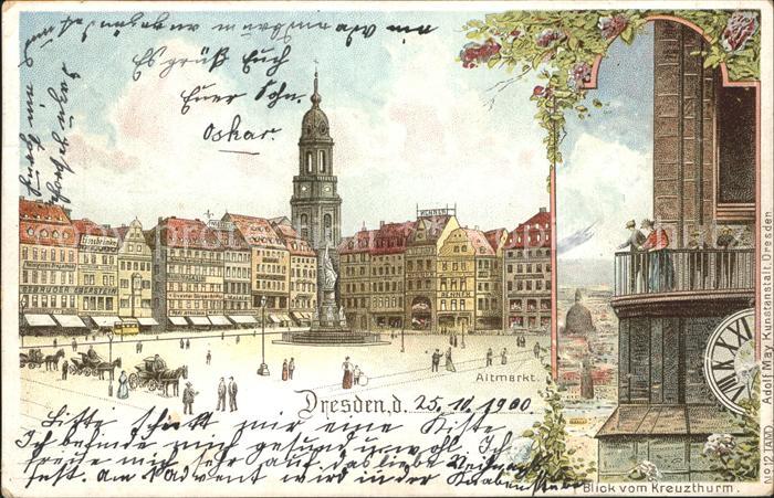 DRESDEN Elbe Altmarkt Litho