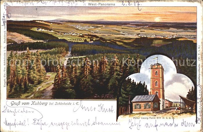 Schoenheide Erzgebirge Panorama Blick vom Kuhberg Prinz Georg Turm
