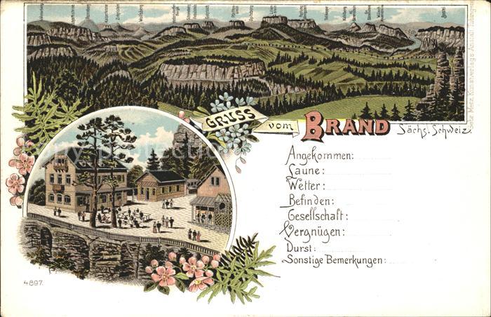 Hohnstein Saechsische Schweiz Panorama Blick vom Brand Bergrestaurant