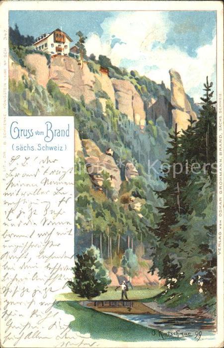 Hohnstein Saechsische Schweiz Brand Bergrestaurant Kuenstlerkarte