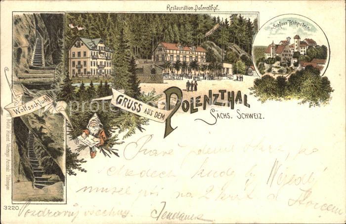 Hohnstein Saechsische Schweiz Restauration Polenztal Schloss Wolfsschlucht Zwerg
