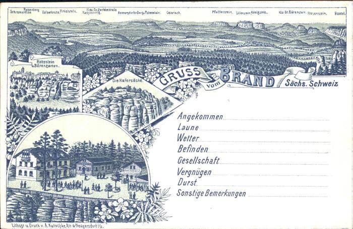 Hohnstein Saechsische Schweiz Panorama Blick vom Brand Bergrestaurant Felsen Elb