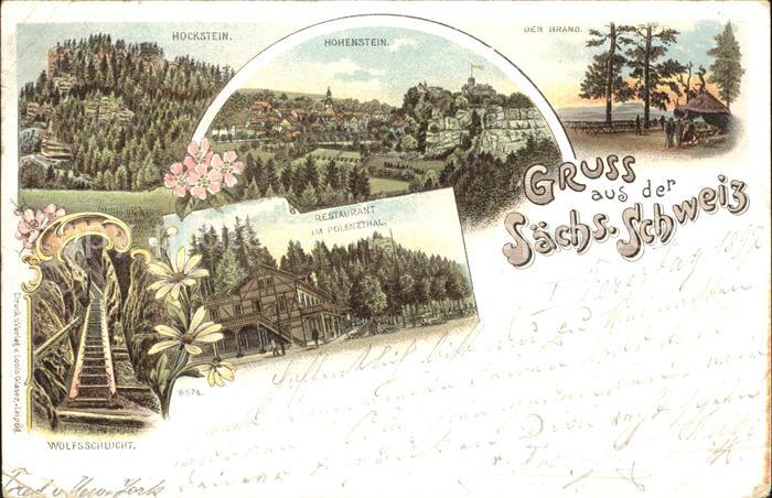 Hohnstein Saechsische Schweiz Hockstein Brand Wolfsschlucht Restaurant Polenztal
