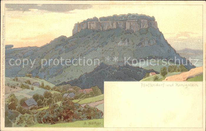 Pfaffendorf Koenigstein Festung Kuenstlerkarte