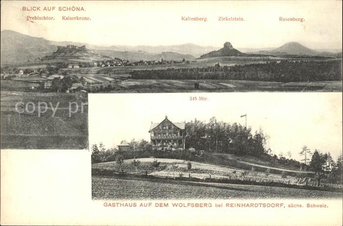 Reinhardtsdorf-Schoena Panorama Elbsandsteingebirge Gasthaus auf dem Wolfsberg