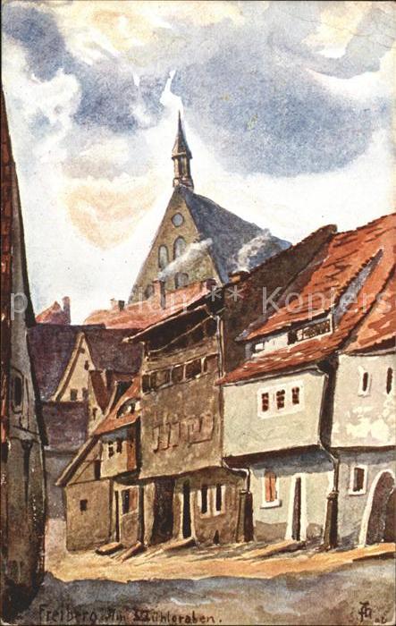 Freiberg Sachsen Am Muehlgraben Kuenstlerkarte
