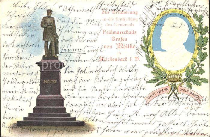 Reichenbach Vogtland Denkmal Feldmarschall Graf von Moltke Erinnerungskarte