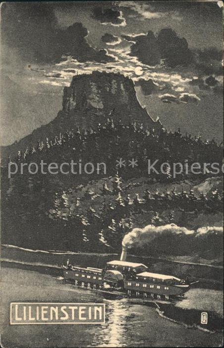 Lilienstein Felsen Elbsandsteingebirge im Mondschein