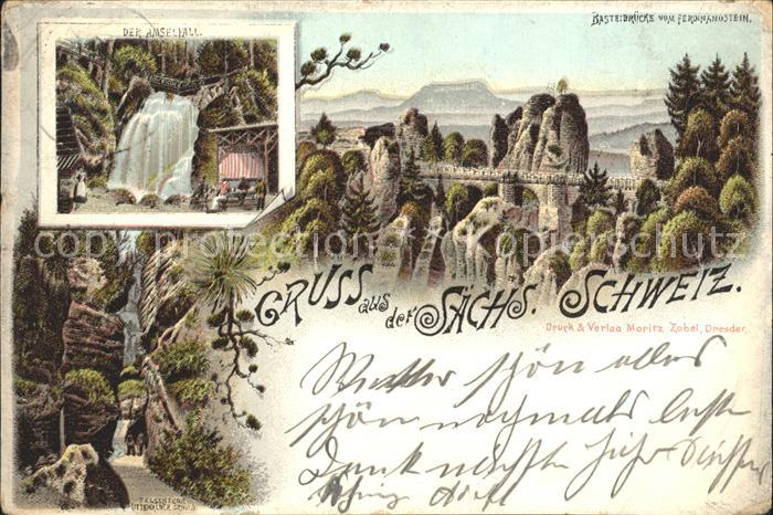 Rathen Saechsische Schweiz Amselfall Wasserfall Basteibruecke Felsentor Uttewald