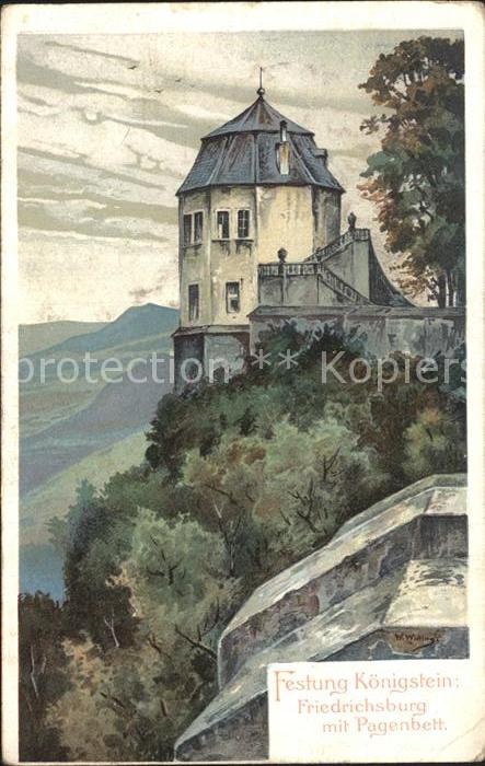 Koenigstein Saechsische Schweiz Festung Friedrichsburg mit Pagenbett Kuenstlerka