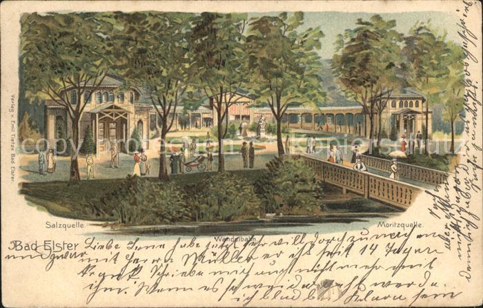 Bad Elster Salzquelle Wandelbahn Moritzquelle Kuenstlerkarte