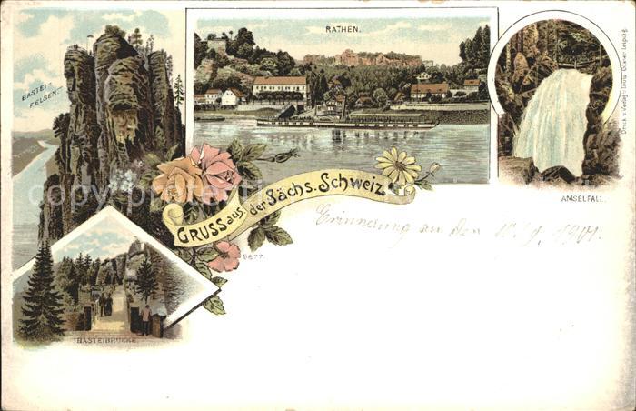 Rathen Saechsische Schweiz Basteifelsen Elbsandsteingebirge Amselfall Wasserfall