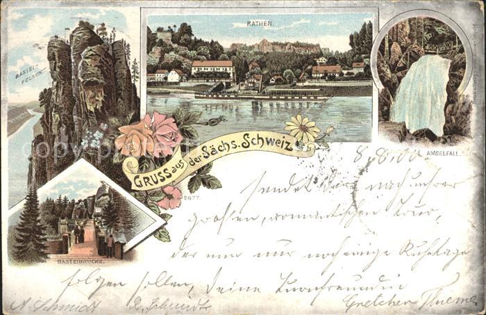 Rathen Saechsische Schweiz Basteifelsen Elbsandsteingebirge Amselfall Wasserfall