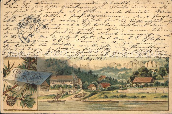 Rathen Saechsische Schweiz Partie an der Elbe Felsen Elbsandsteingebirge Reichsp