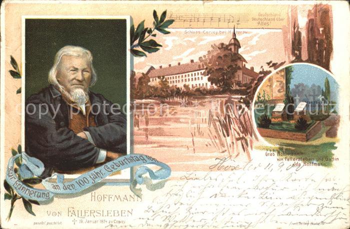 Corvey Schloss Grab Hoffmann von Fallersleben Portrait Reichspost