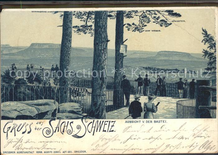 Rathen Saechsische Schweiz Aussicht von der Bastei Aussichtsplattform Elbsandste