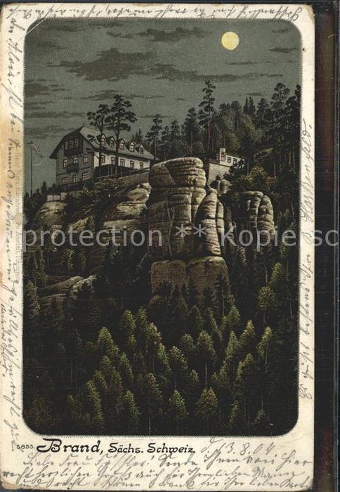 Hohnstein Saechsische Schweiz Brand Bergrestaurant Felsen Elbsandsteingebirge im