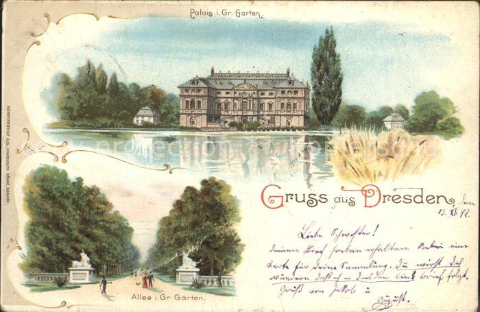 DRESDEN Elbe Palais im Grossen Garten Allee Teich Reichspost