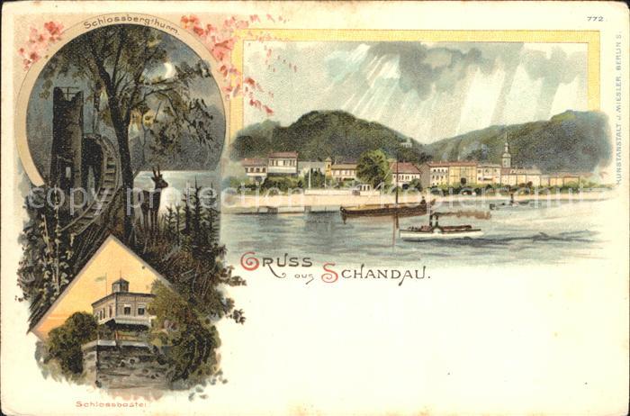 Schandau Bad Schlossbergturm im Mondschein Reh Bastei Elbe