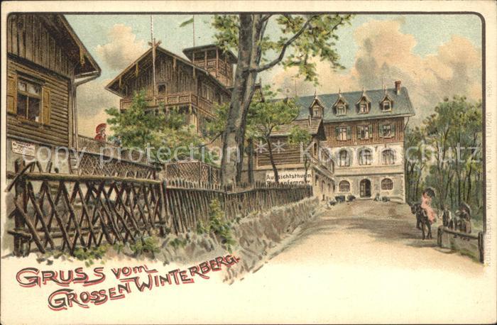 Grosser Winterberg Gaststaette Aussichtsturm Kuenstlerkarte