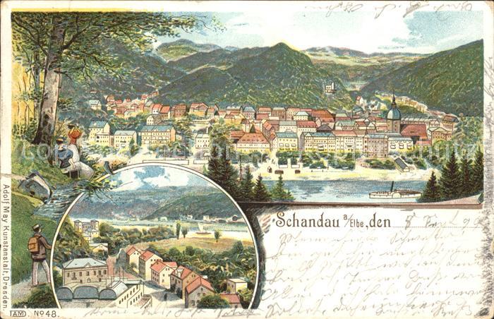 Schandau Bad Panorama Reichspost Litho