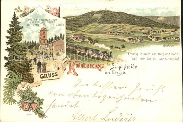 Schoenheide Erzgebirge Kuhberg Prinz Georg Turm Reichspost Litho