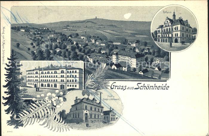 Schoenheide Erzgebirge Gesamtansicht Schule Rathaus Post Elektrizitaetswerk