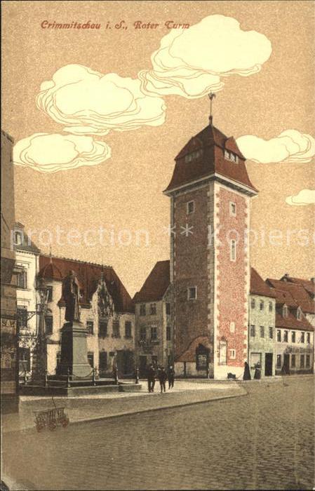 Crimmitschau Roter Turm Denkmal Litho