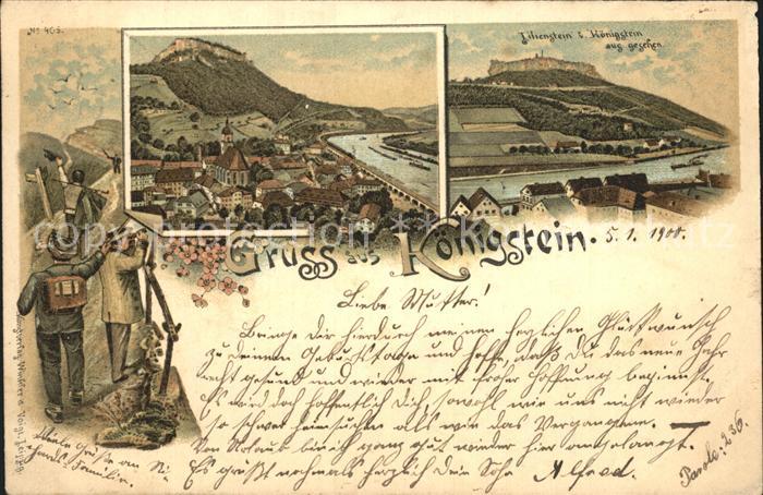 Koenigstein Saechsische Schweiz Panorama Elbetal Lilienstein Elbsandsteingebirge