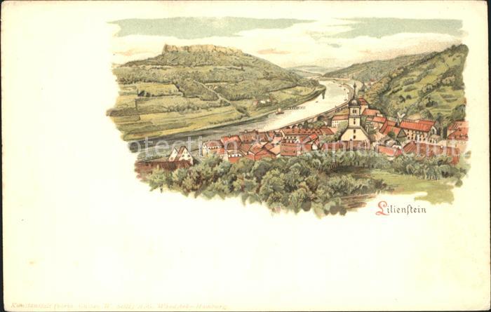 Bad Schandau Panorama Elbetal mit Lilienstein Elbsandsteingebirge Kuenstlerkarte