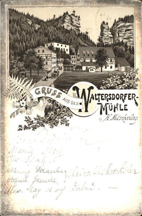 Porschdorf Waltersdorfer Muehle Polenztal Felsen Elbsandsteingebirge Reichspost