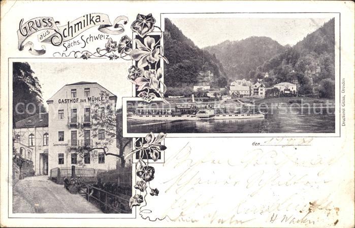 Schmilka Gasthof zur Muehle Elbe Dampfer Reichspost