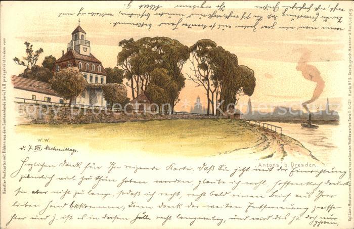 DRESDEN Elbe Schloesschen Antons Kuenstlerkarte