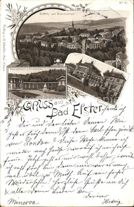 Bad Elster Blick vom Brunnenberg aus Wandelbahn Trinkhalle Kurhaus