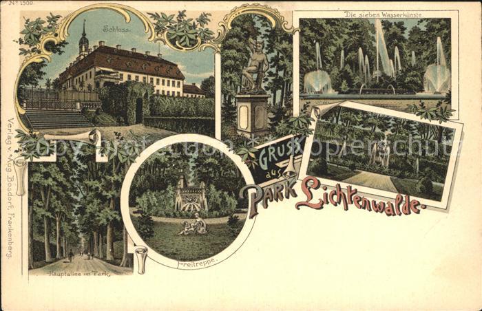 Lichtenwalde Sachsen Schloss Park Die sieben Wasserkuenste Freitreppe Hauptallee