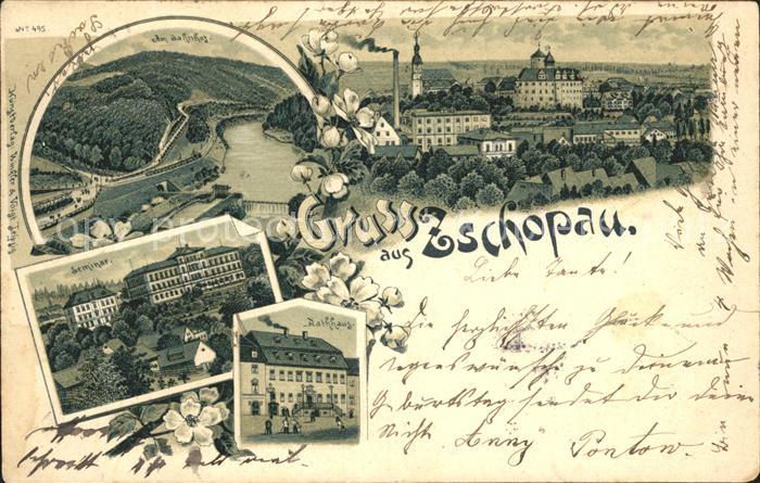 Zschopau Bahnhof Kirche Schloss Seminar Rathaus Litho