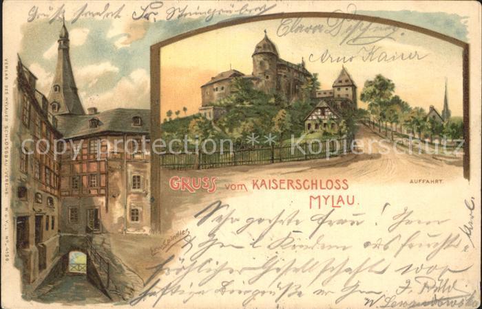 Mylau Kaiserschloss Auffahrt Kuenstlerkarte
